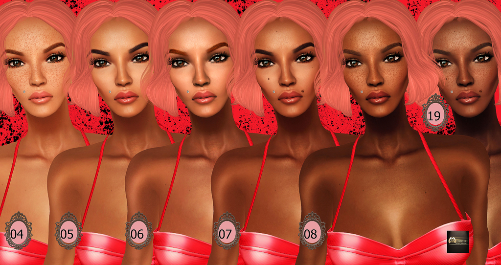 Ein animiertes Bild von mehreren Frauen, die nebeneinander stehen und sich ähneln, mit Zahlen von "04 bis 08" und "19", die auf ihren Gesichtern aufleuchten.