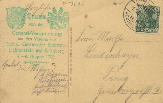 Alter Umschlag mit einem deutschen Stempel von 1909, frankiert zur Zustellung von ├ľsterreich nach Deutschland am 7. August 1909.
