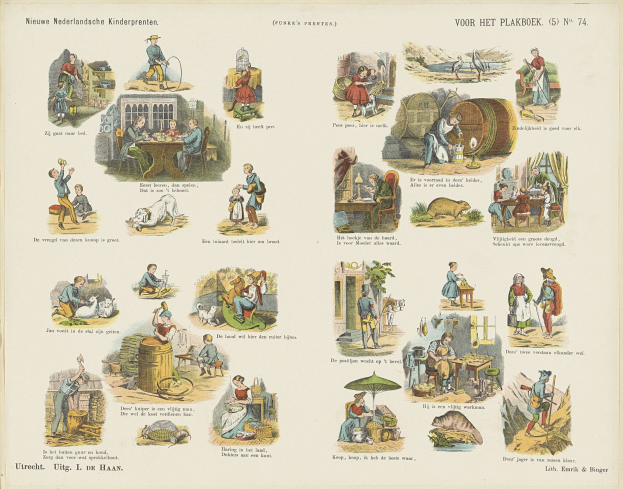 A colorful, cartoon-style children's book cover featuring illustrated people and animals with bold text.