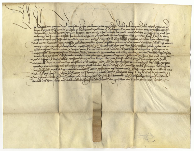 Gelbliches Papier mit schwarzer Handschrift von der deutschen Regierung, die die Freigabe einer Petition für den Tod eines Mannes anfordert.