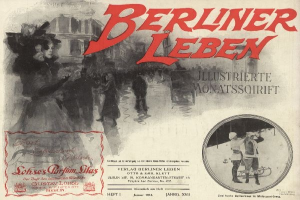 Cover eines alten Buches mit dem Titel 'Berliner Leben' mit einer Illustration von Menschen in traditioneller deutscher Tracht.