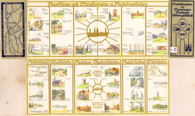 Ein altes Buch mit einer Deutschlandkarte auf dem Cover, das Bilder und Text enthält.