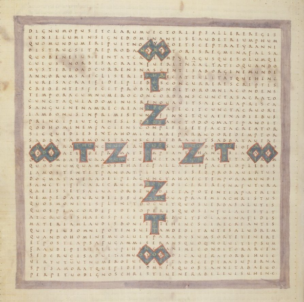 Eine Seite aus einem Buch mit einem Kreuzworträtsel mit Text und Zahlen.