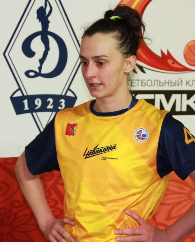 Ein Handballspieler in einem gelben und blauen Trikot steht mit den Händen in den Hüften vor einem Banner mit Text und Logo.