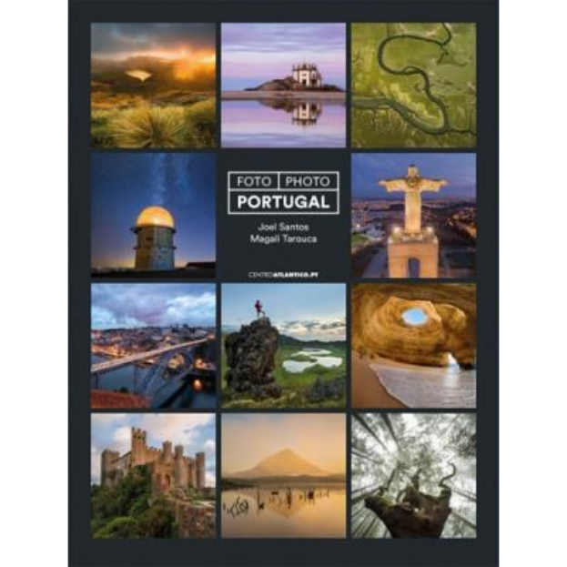 Collage-Poster von Portugal mit Sehenswürdigkeiten, Natur und Text über Attraktionen.