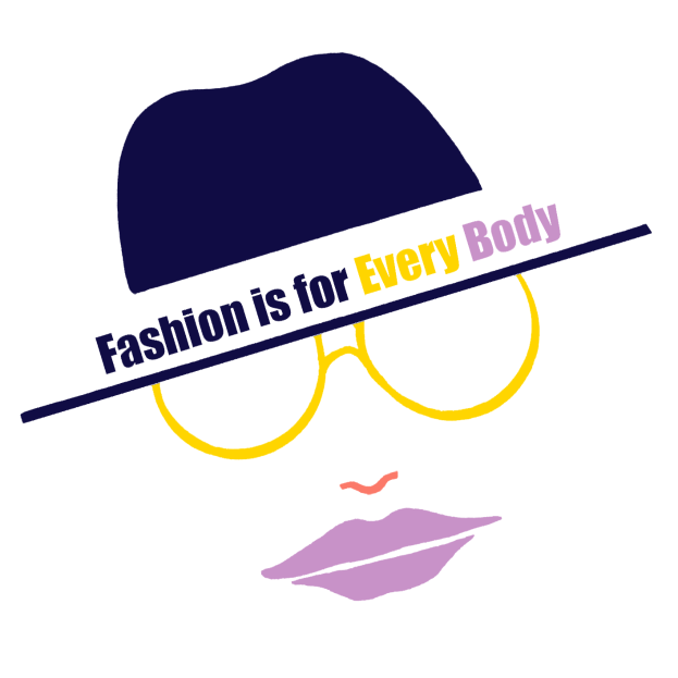 Ein Logo mit einem stilisierten Gesicht und der Aufschrift "Fashion is for Every Body" darunter.